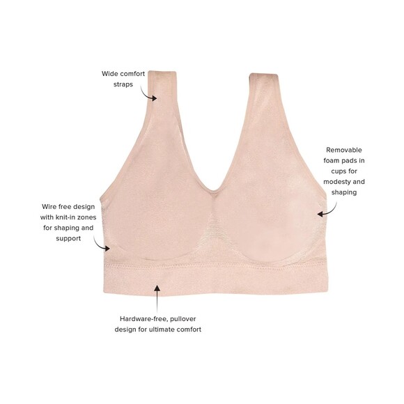 Wacoal B-Smooth Bralette Bra Sz 34 Pink Pullover Wireless Removable Pads 835275 - Picture 6 of 6